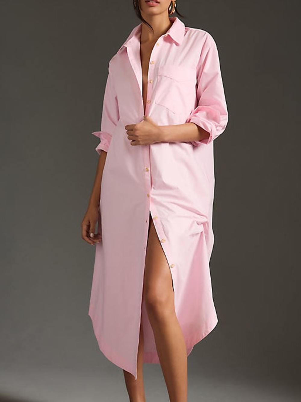 Maeve Size XS Light Pink Long Sleeve Shirt Dress
